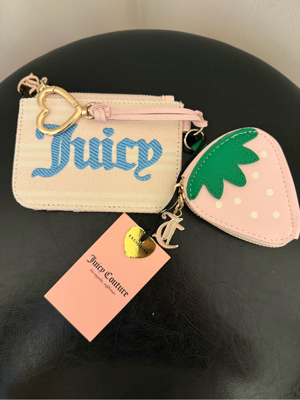 Juicy Couture Strawberry Coin Purse, Card Holder and Bag Charm Set.  NWT